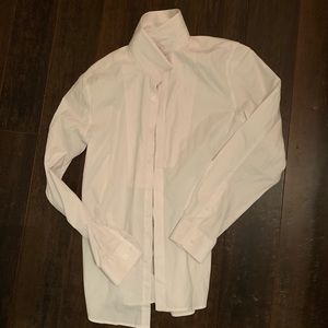 White textured button up